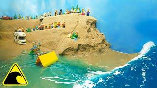 Tsunami at Lego City Canyon - Natural Disaster Experiment - Wave Machine VS Tourists - Dam Breach