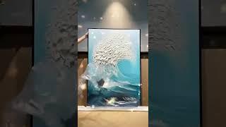 Plaster Ocean Waves Painting Plaster Wall Art 3D Large Landscape Canvas Art #walldecor#painting