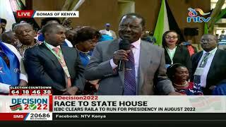 Azimio la Umoja presidential candidate Raila Odinga's speech after being cleared by IEBC