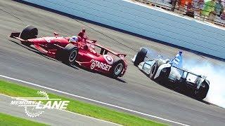 Dario Franchitti, Takuma Sato Battle into Turn 1 in 2012 Indianapolis 500