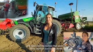 Deutz tractor full of technology under control of farmergirl