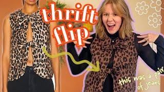 THRIFT FLIP | diy clothing transformation~ leopard vest from jeans sewing upcycle gilet | WELL-LOVED