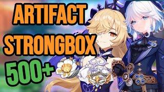 HUGE 500+ Artifact Strongbox!! | Golden Troupe Furina & Fischl Upgrades | Genshin Impact