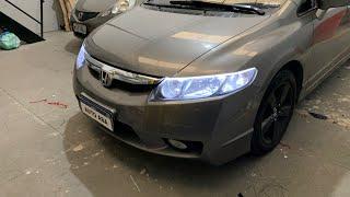 HONDA CIVIC G8 Instalamos  Fitas Leds com Setas Sequenciais e Lâmpadas Super Leds - Rei das Capotas