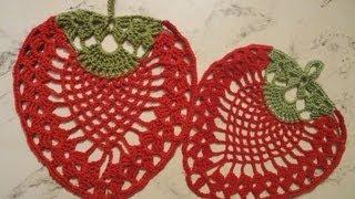 Салфетка "Клубника"  Вязание крючком  Napkin  "Strawberry" Crocheting