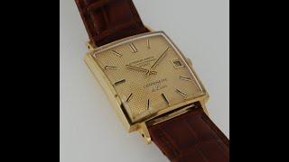 1974 Eterna-Matic 2000 Centenaire de Luxe 18k gold men's vintage square watch with box