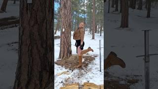 Screw it. I’m chopping something else #woodchopping #axe #outdoors #logsplitter #snow #girlpower