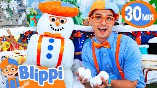 Blippi Plays the Matching Snowman Game!| Blippi's Playdate | Educational Videos for Kids