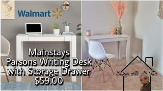 Walmart Mainstays Parsons Writing Desk with Storage Drawer White Finish