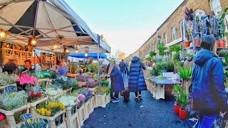 4K London Walk - Columbia road from Shoreditch High Street Station - Sunday Flower Market