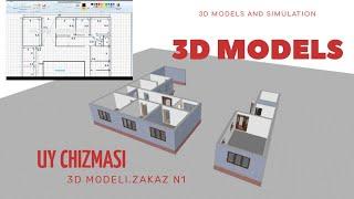 Проект дома.UY CHIZMASINI 3D MODELI.УЙ ЧИЗИШ ВА ЧИЗМАНИ 3D МОДЕЛЛАШТИРИШ.UY CHIZISH