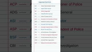 Important full forms ias, ips, dig, sp, gk most important full forms #ias #dm #ssc #upsc #shorts