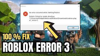 How to FIX ROBLOX FAILED TO CREATE DIRECTORY ERROR 3 (2023) NEW