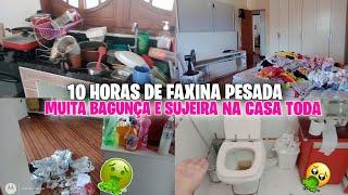 FAXINA PESADA E COMPLETA NA CASA TODA/1 MÊS SEM FAXINAR/10 HORAS DE MUITA FAXINA/MUITO LIXO ESPALHA