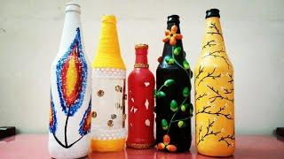 5 Bottle Art Ideas / Bottle painting ideas for beginners