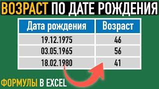 Расчет возраста в Excel  Функции РАЗНДАТ и СЕГОДНЯ