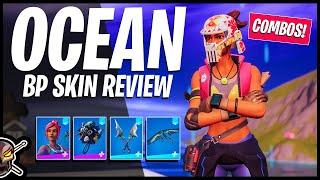 OCEAN Skin Review | Gameplay + Combos! RIPTIDE OCEAN Edit Style Review (Fortnite Battle Royale)