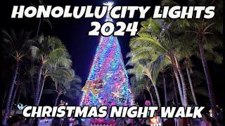 Honolulu City Lights Honolulu Hale Hawaii Christmas Night Walk in Downtown Honolulu