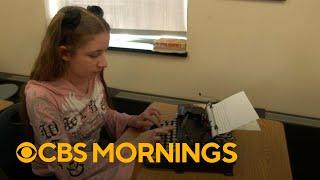 Students wrote letters to Tom Hanks using typewriters. He responded to each message.