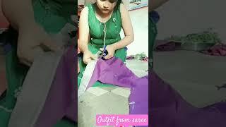 saree reuse outfit from saree #shortvideo #youtubeshorts #yotube #sewing #trending
