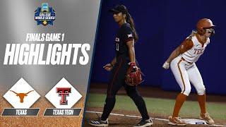 Texas vs Texas Tech: 2025 Women's College World Series Finals Game 1 | Extended Highlights
