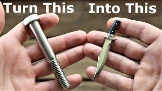 I Turn a Stainless Steel Bolt into a Beautiful little Hunting Knife