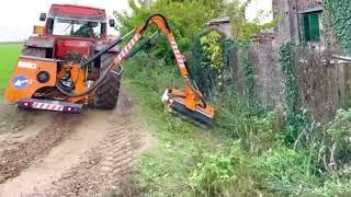 Mowing grass in ditches with a Fiat 110/90 tractor and a berti FB/P500 manipulator#farming#farmlife