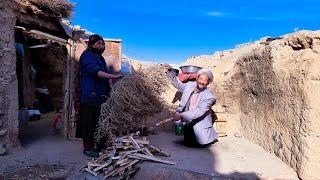 The coldness of winter and the baking of tandoori bread by the caveman couple|Life in Afghanistan|.