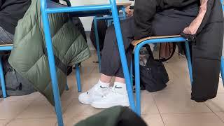 Girl shoeplay Air Force in school 1
