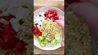 Salad with orzo and veggies. #easysaladrecipes #saladrecipes #saladdressing