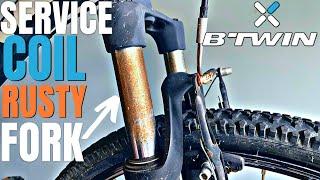 HOW to MTB SUSPENSION FORK SERVICE | Btwin BIKE COIL shock #fork  #repair