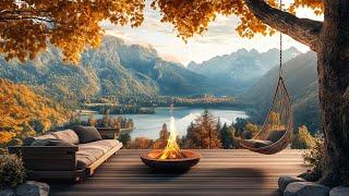 Quiet Autumn Mountain | Calming Nature Sounds and Crackling Fire Pit for Relaxing