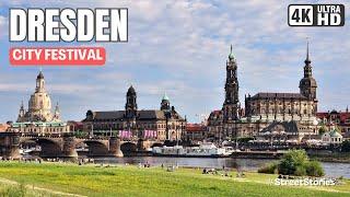 DRESDEN, RAINY WALK IN 4K, GERMANY. City Festival, Unseen Corners, Street Fair, Street Food.