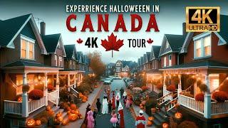  Halloween Walking Tour  Cambridge, Ontario - Canadian Suburbs [ 4K 60fps ]