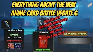 Everything about the new Anime Card Battle Update 6 -New Card Pack + Heavens Arena Floors +All Codes