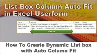 ListBox Column Auto Fit In Excel Userform | Excel Vba | Listbox in Excel vba