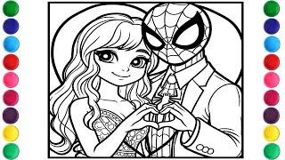 Spider Man with His Wife Coloring Pages/Spiderman Coloring Book/Coloring Pages For Kids