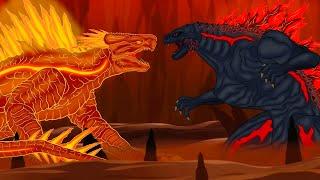 Darkness Godzilla vs Burning Magma Shimo [ Godzilla cartoon , Monsterverse ]