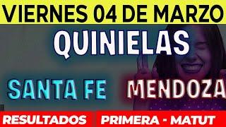 Quinielas Primera y matutina de Santa fé y Mendoza Viernes 4 de Marzo