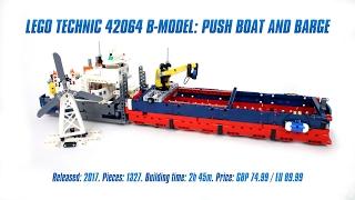 LEGO Technic 42064 B-model: Push Boat and Barge Speed Build & Review [4K]