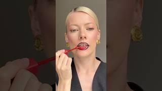 Lip combo black pencil and red liquid matte lipstick #makeup #ombre  #gradient #makeuptips #lipcombo