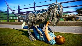 Jurassic World Evolution - Indoraptor vs Blue Breakout & Fight (Blue Fight Scene)