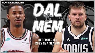 Dallas Mavericks vs Memphis Grizzlies Full Game Highlights | Dec 3 | 2025 NBA Season