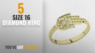 10 Best Size 16 Diamond Ring: Unique 10k Yellow Gold Diamond Hamsa Hand Star of David Ring (Size 16)