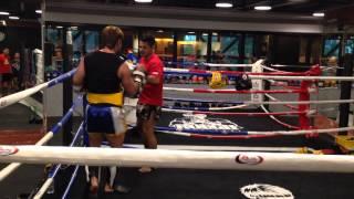 Ajarn Aik demonstration of boxing with Sammy