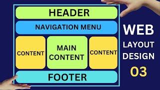 How to create Web Layout Design in HTML CSS | Part 03 | Website Layout Design Tutorial in Hindi-Urdu