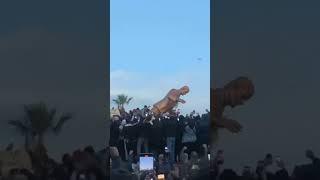 The statue of Hafez al-Assad toppled in Latakia, Syria