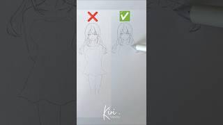 Don't make this beginner mistake - How to draw anime girl Easy Hack #howtodraw #drawinghack