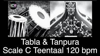 Tabla and Tanpura Scale C | Teen Taal (120 bpm) madhya laya with Tanpura scale C