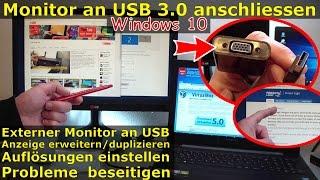 Monitor per USB anschließen | an USB3.0 mit Adapter Windows 10